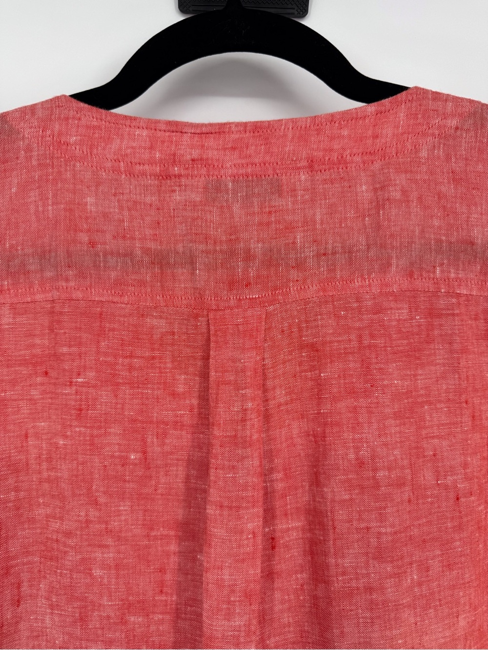 Orvis 100% Linen Utility Button Front Blouse Lightweight Coastal Coral Tunic - Picture 6 of 11